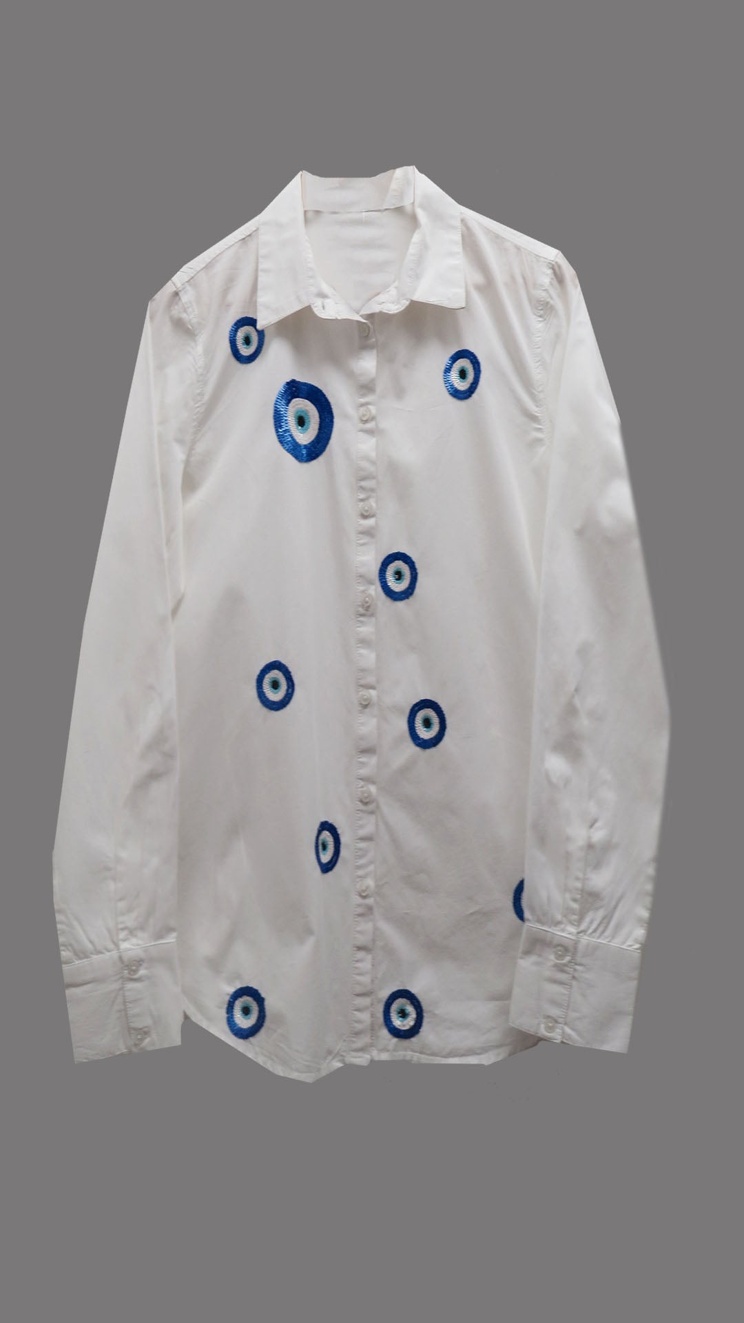 Evil Eye Sequins Embroidered Shirts