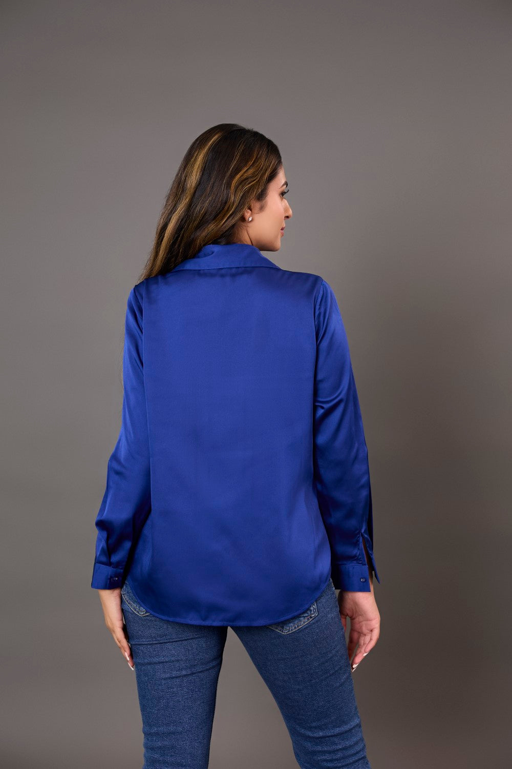Starlit Blue Satin Shirt