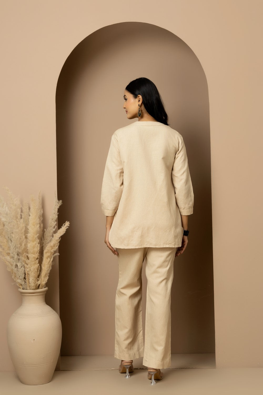 Linen beaded Co-ord Set