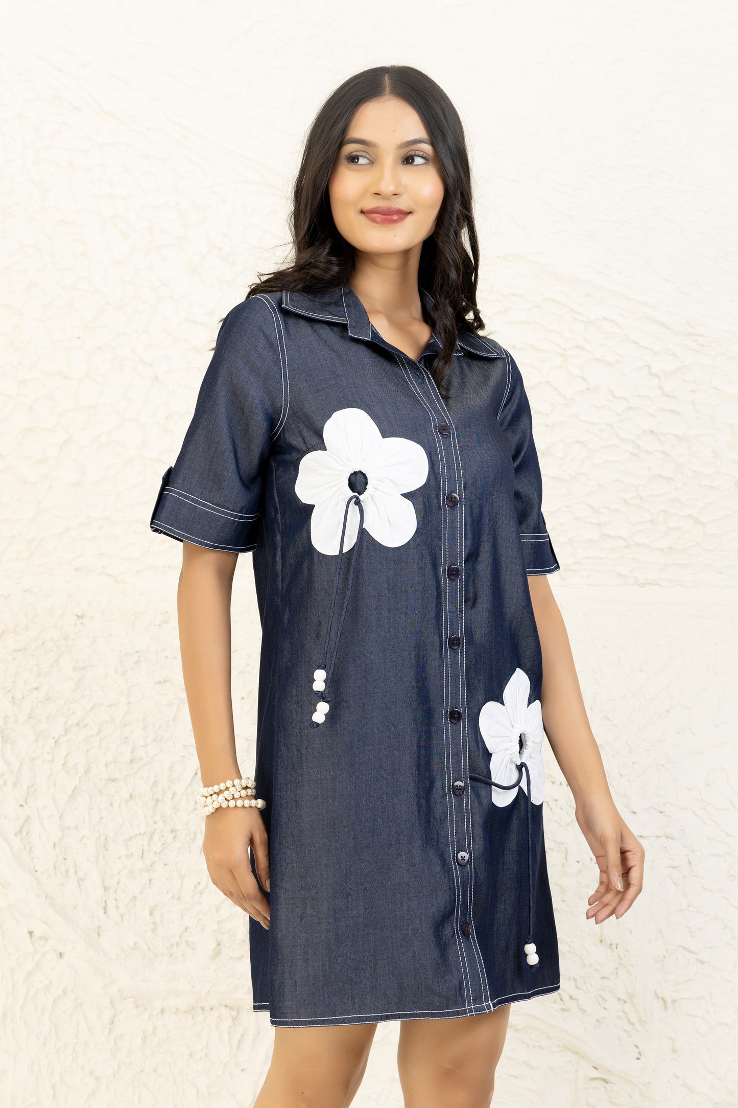 Denim Blossom shirt dress