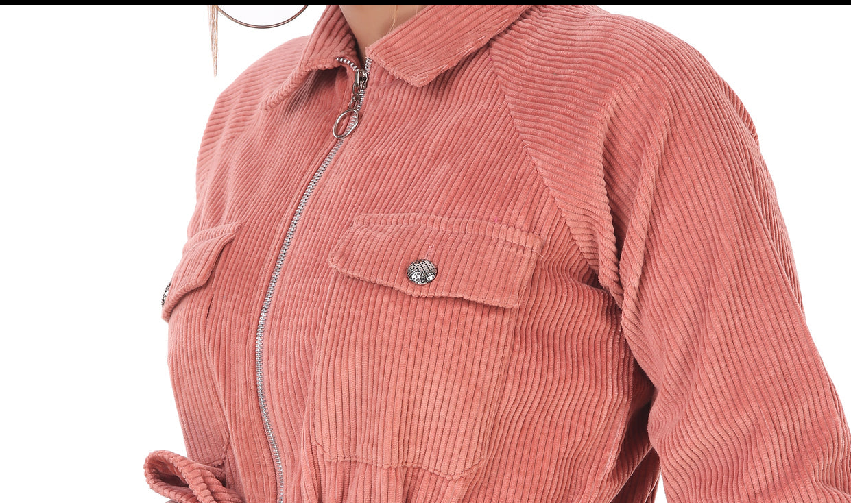 Corduroy Coord Joggers Set With Hoodie