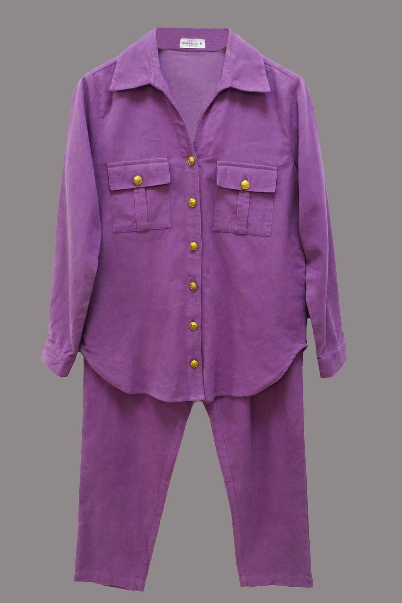 Corduroy Coord Set With Golden Buttons