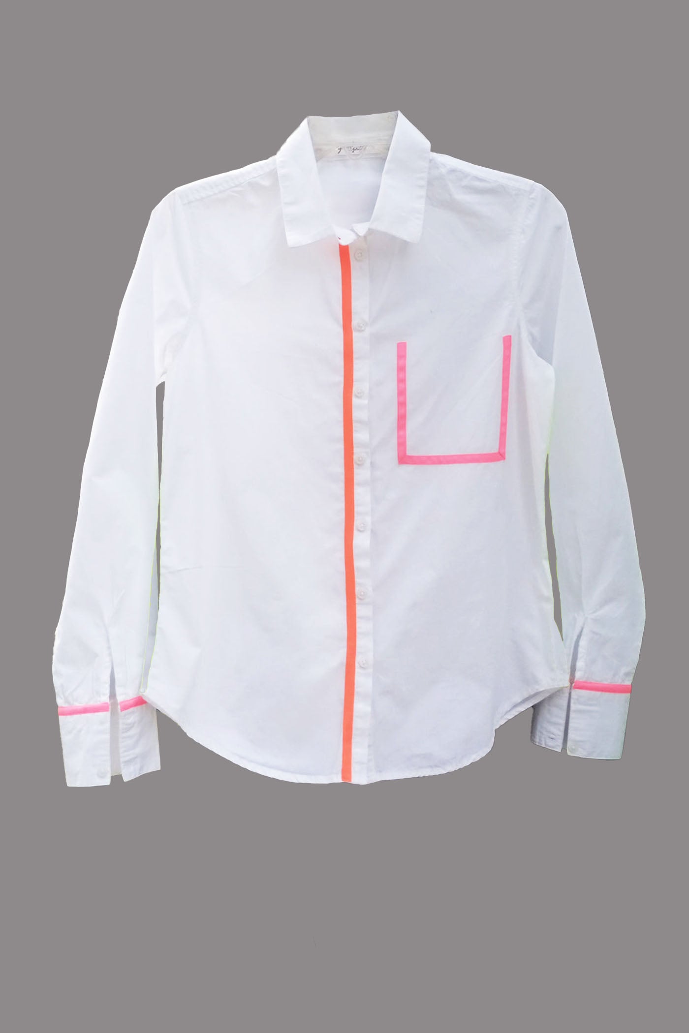 Cotton Shirt With Neon Tapes
