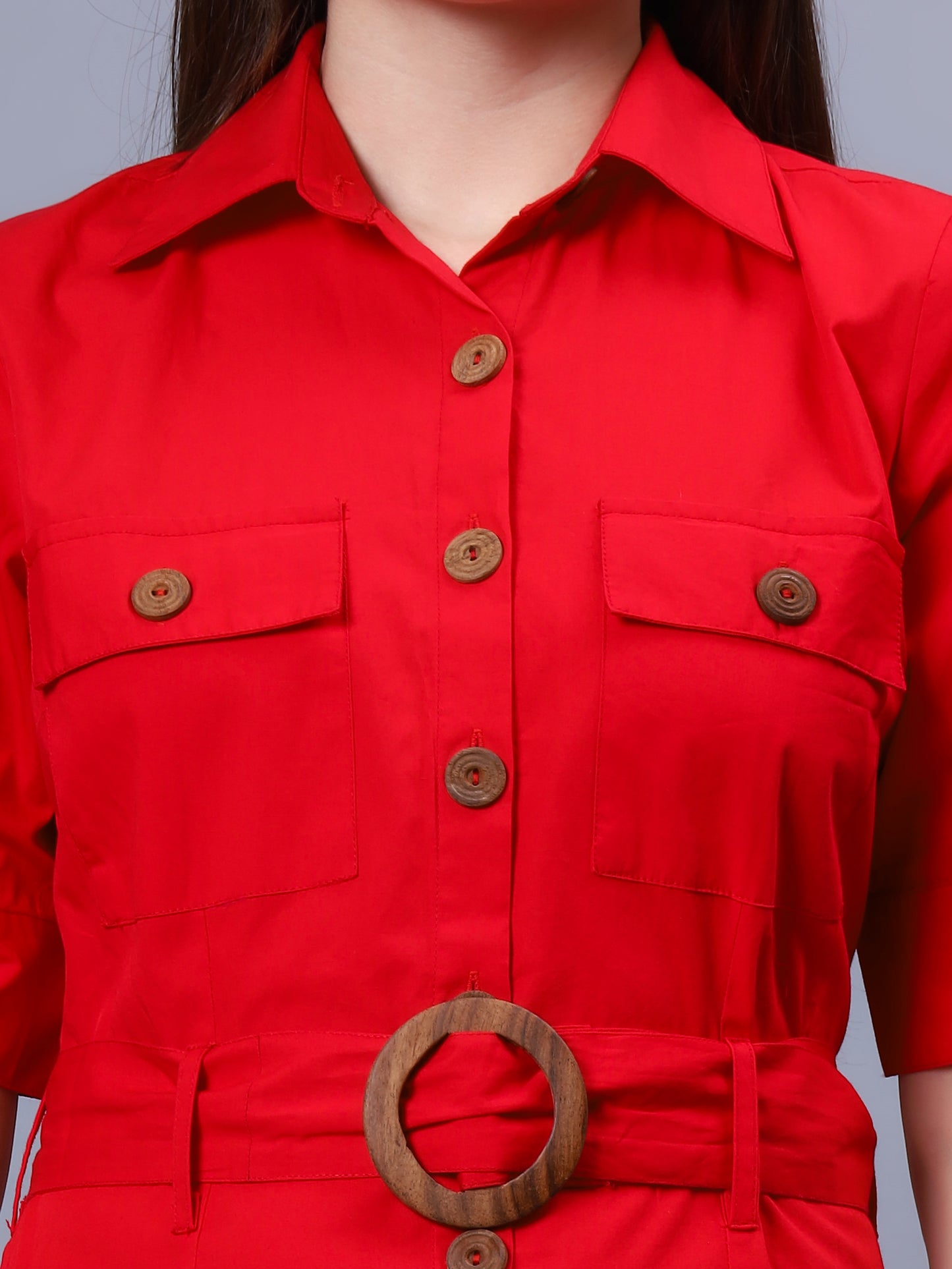 SHIRT DRESS- WITH WOODEN BUTTONS