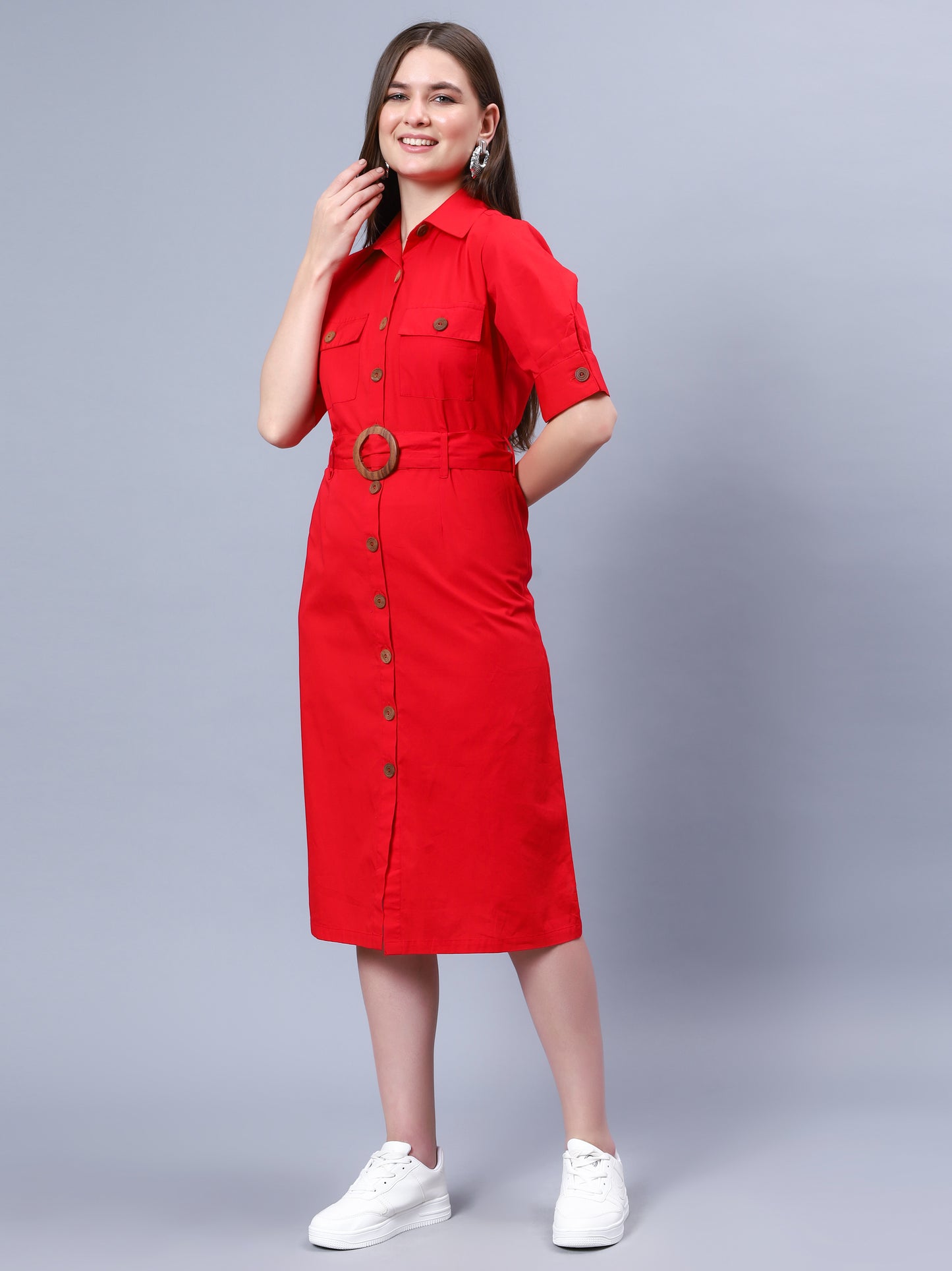 SHIRT DRESS- WITH WOODEN BUTTONS