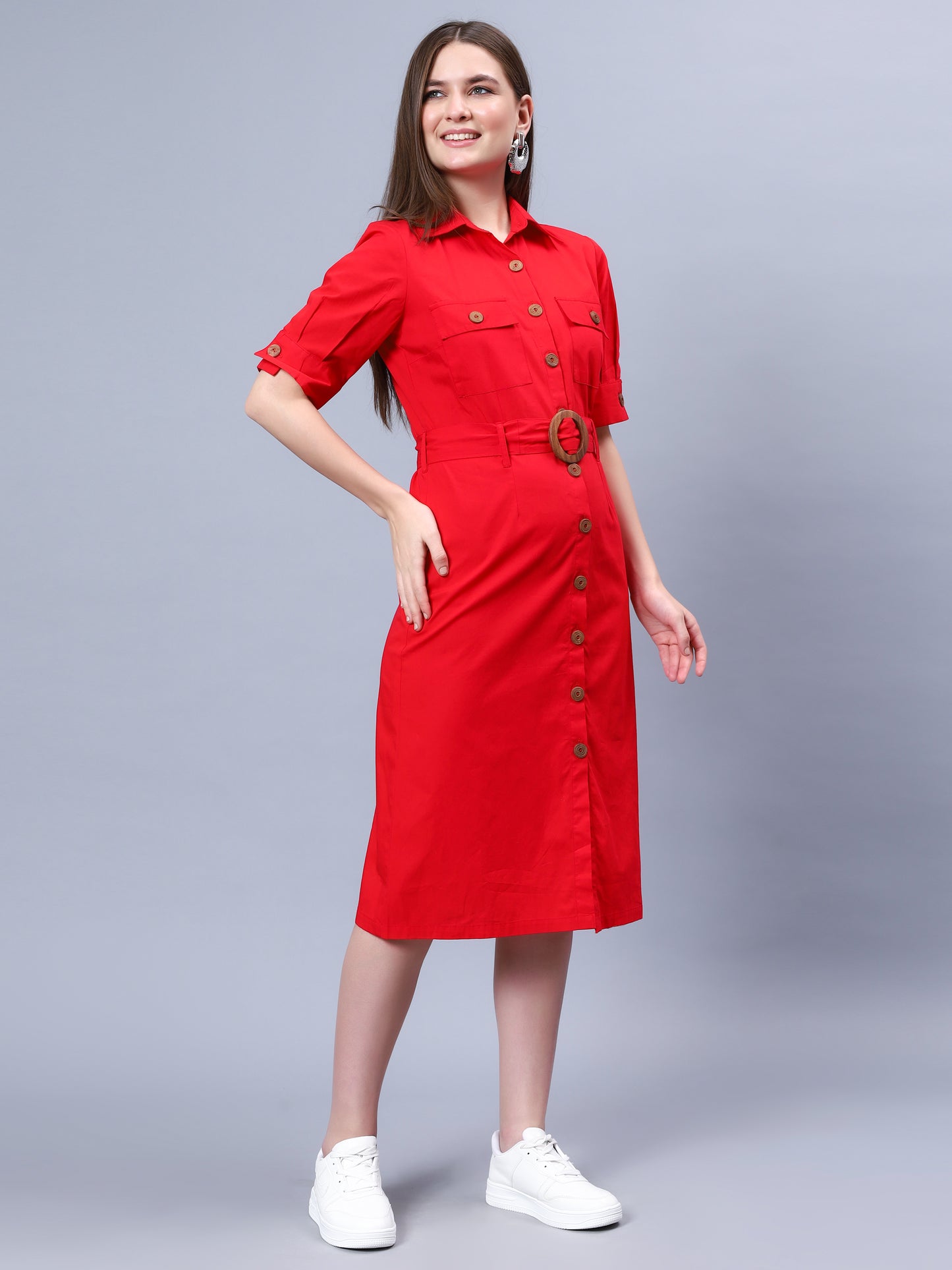 SHIRT DRESS- WITH WOODEN BUTTONS