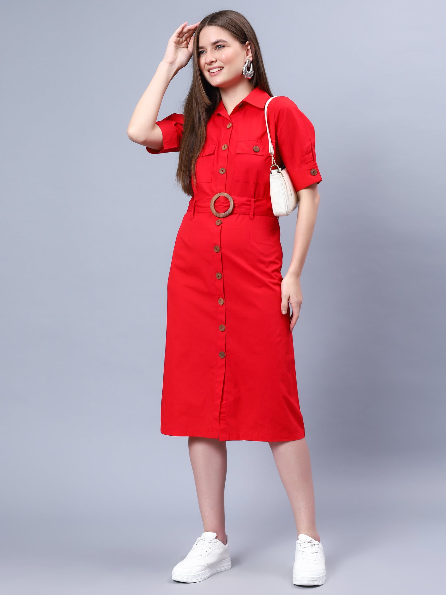 SHIRT DRESS- WITH WOODEN BUTTONS