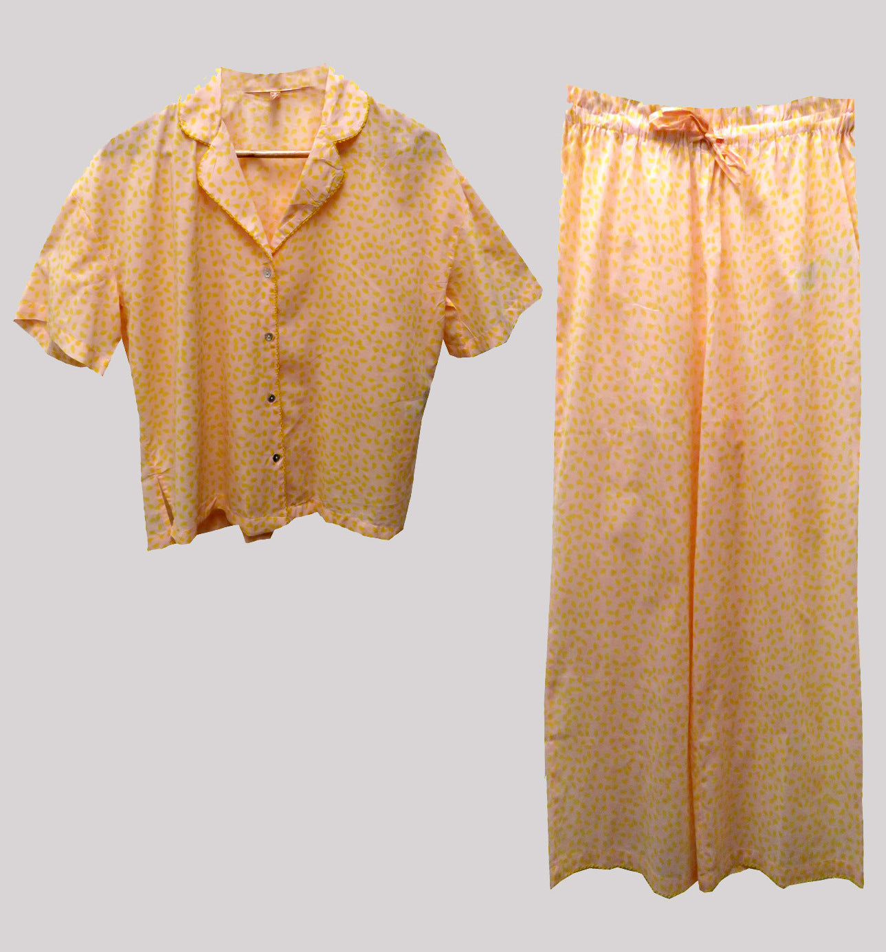 White & Yellow Printed Nightwear Set