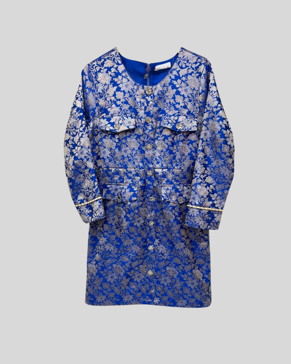 Blue etoile brocade dress