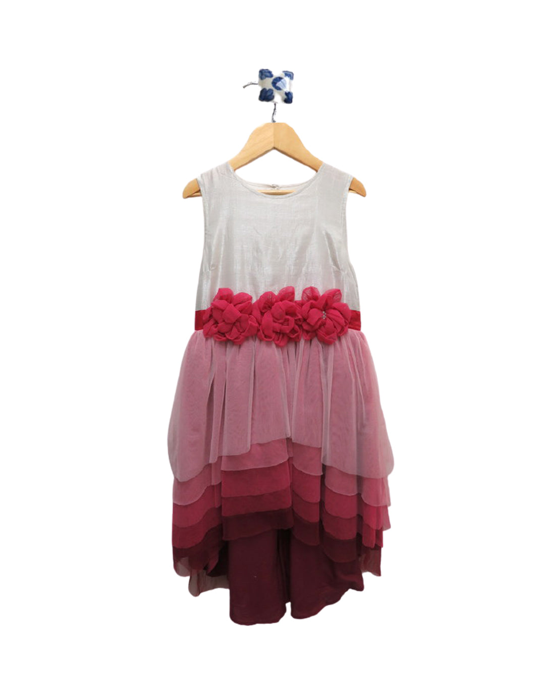 White And Pink Party Dress In  Ombrã© Layers