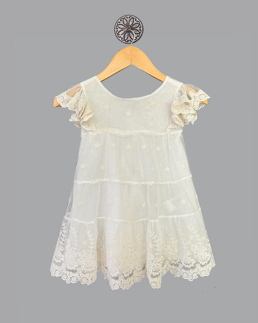 White Party Lace And Net Dress