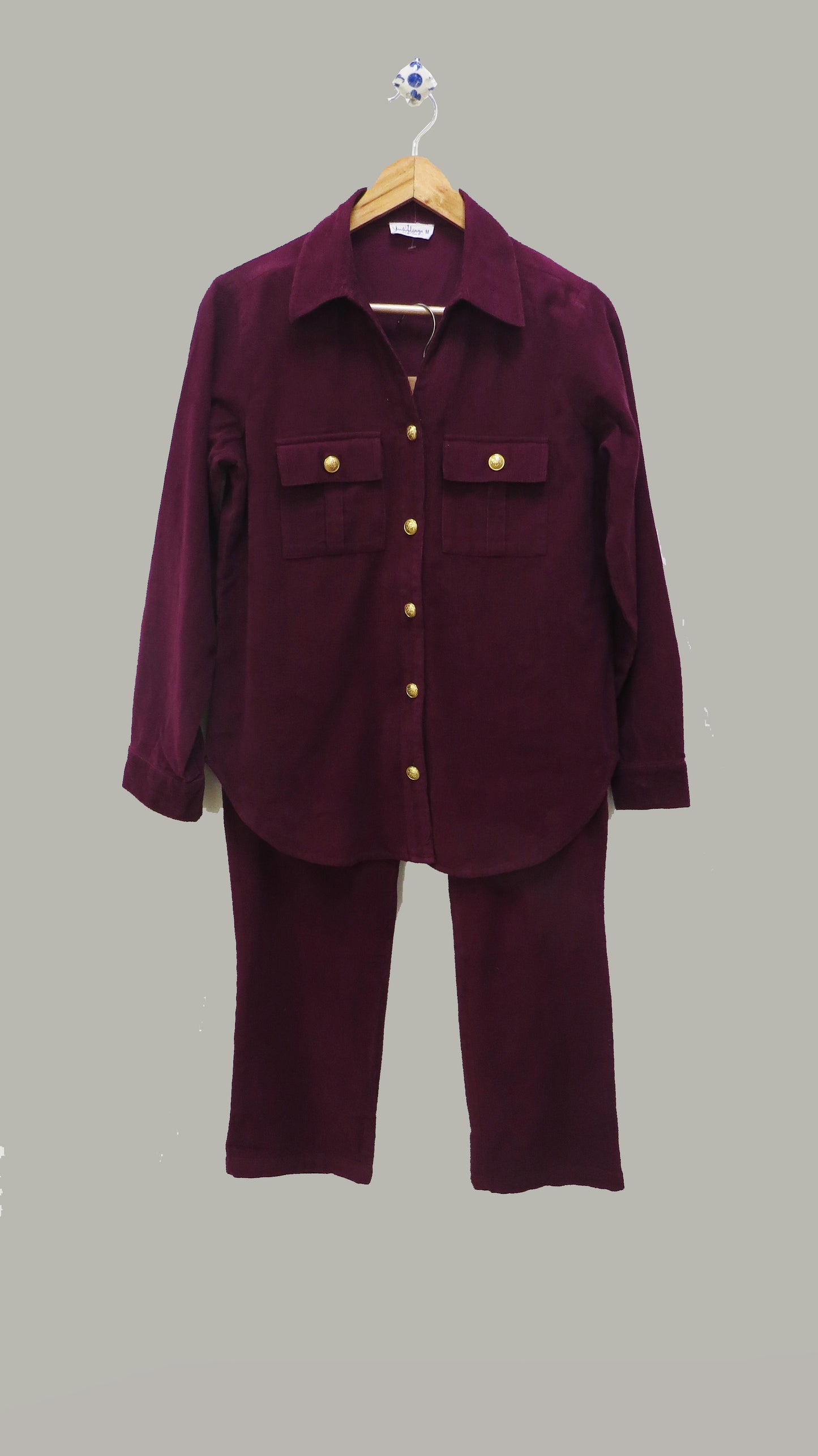 Corduroy Coord Set With Golden Buttons