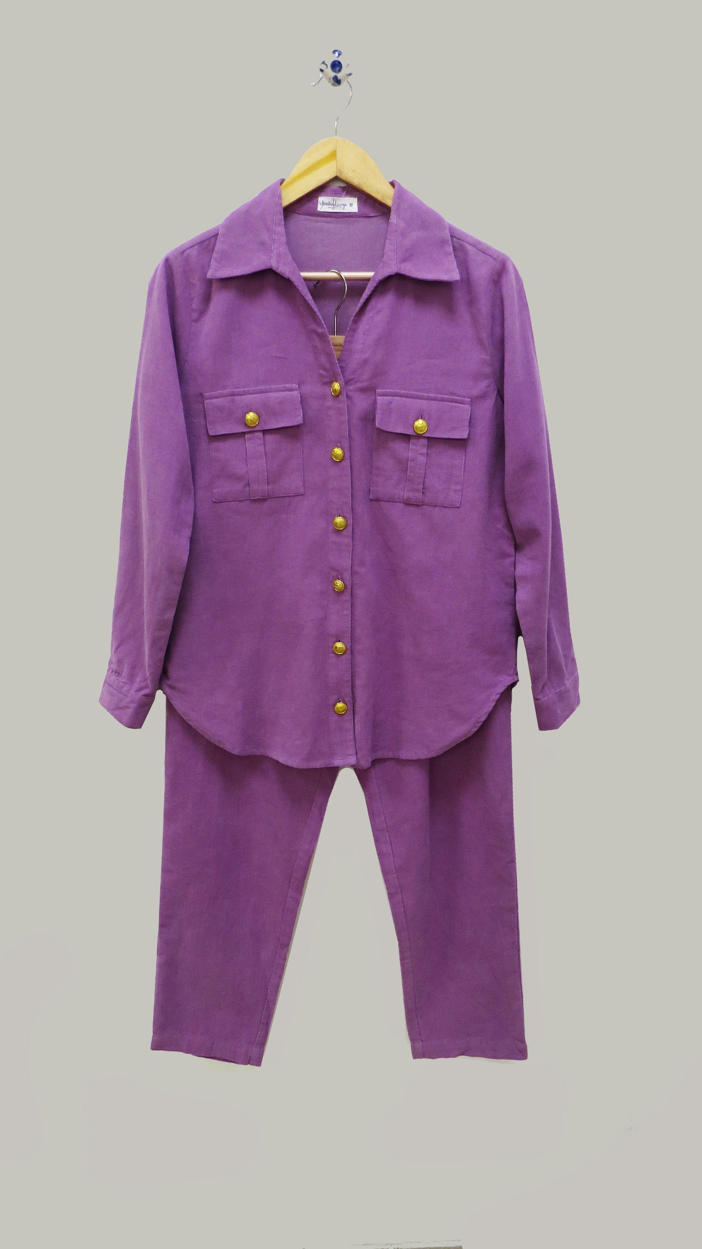 Corduroy Coord Set With Golden Buttons