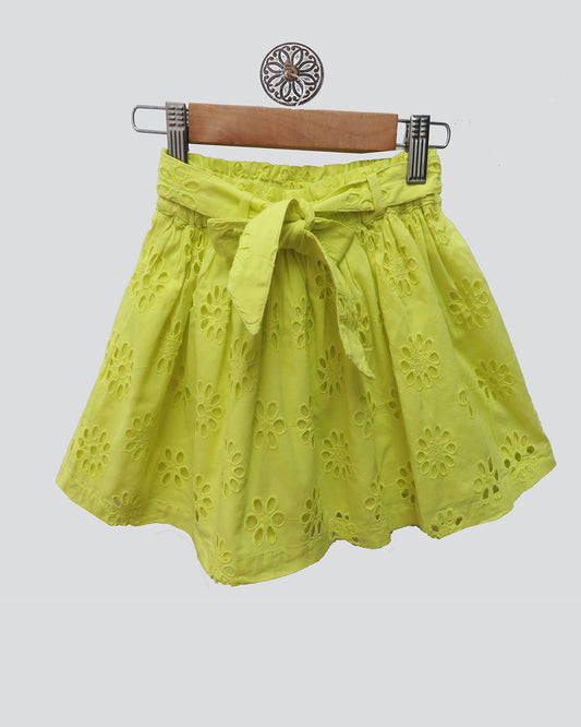 Neon Yellow Schiffli Skirt