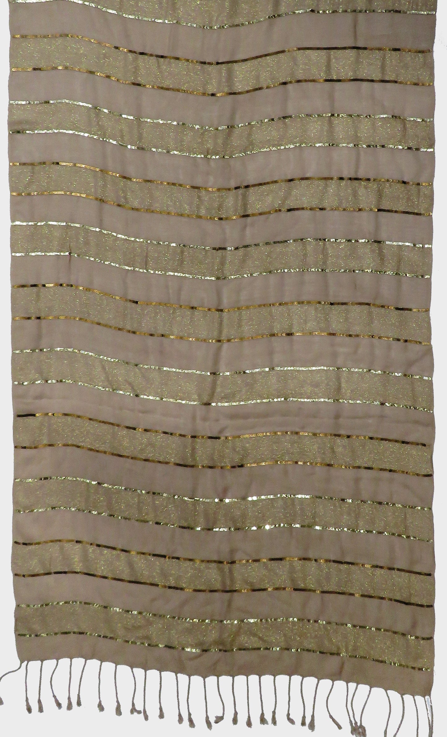 Woman Light Brown Sequin Scarf