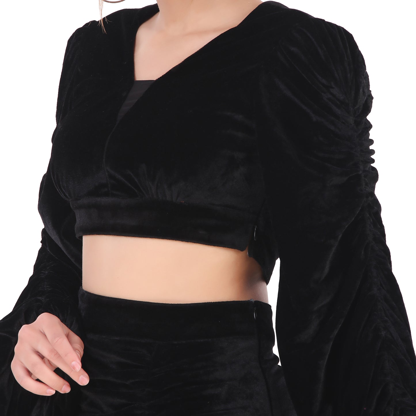 Black Velvet Blouse With Skirt