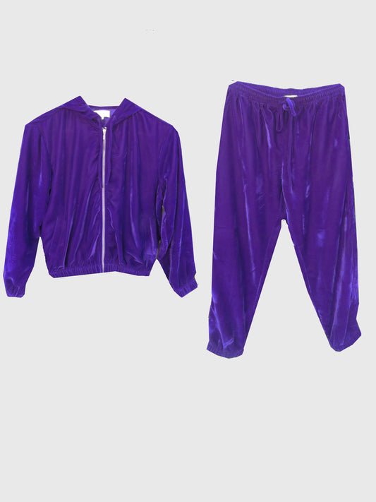 Bright Purple Track Suit With Hoodie, Everday Loungewear