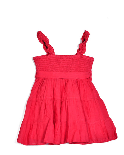 Fuchsia Dress With A Front Bow And Smocking