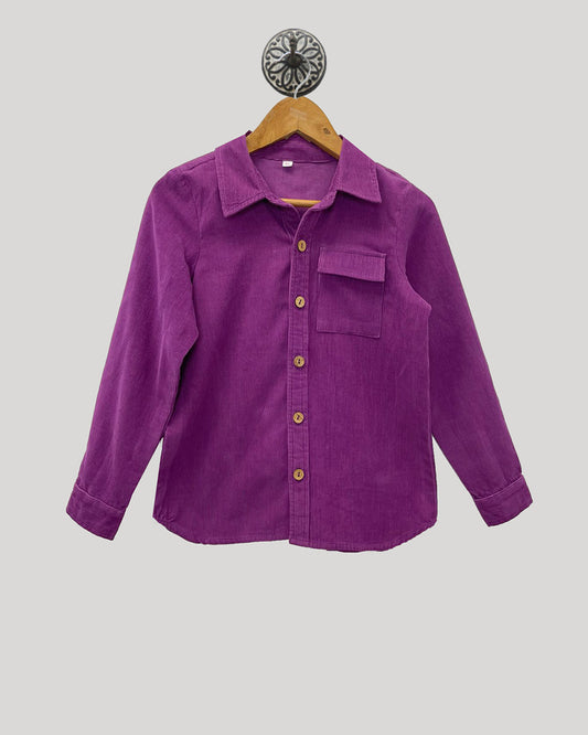 Lavender Corduroy Shirt With Pocket
