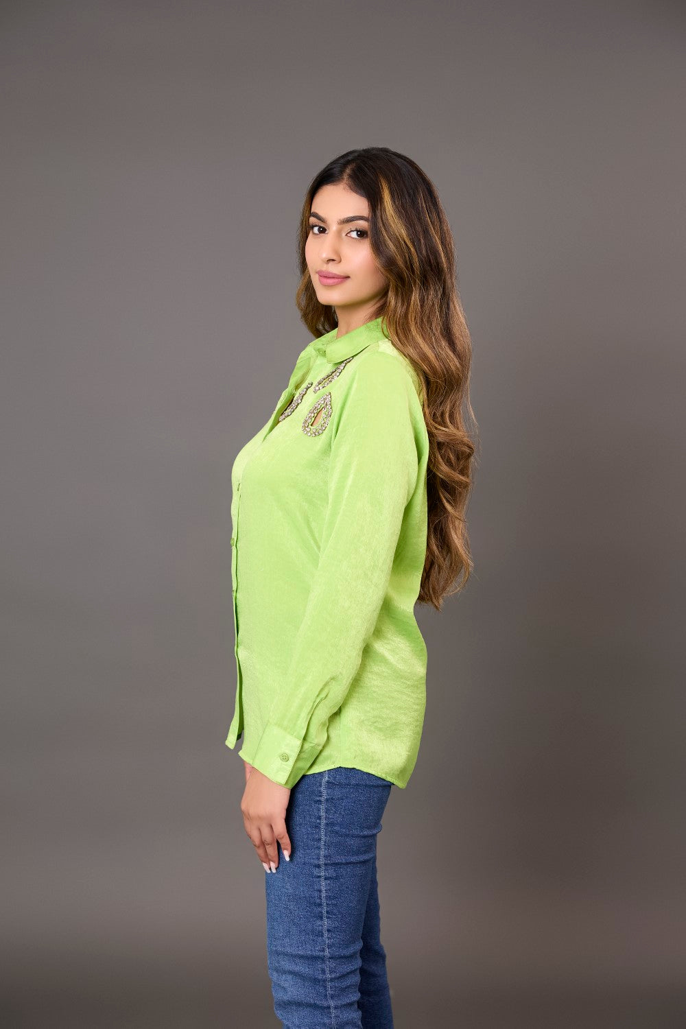 Starlit Green Satin Shirt