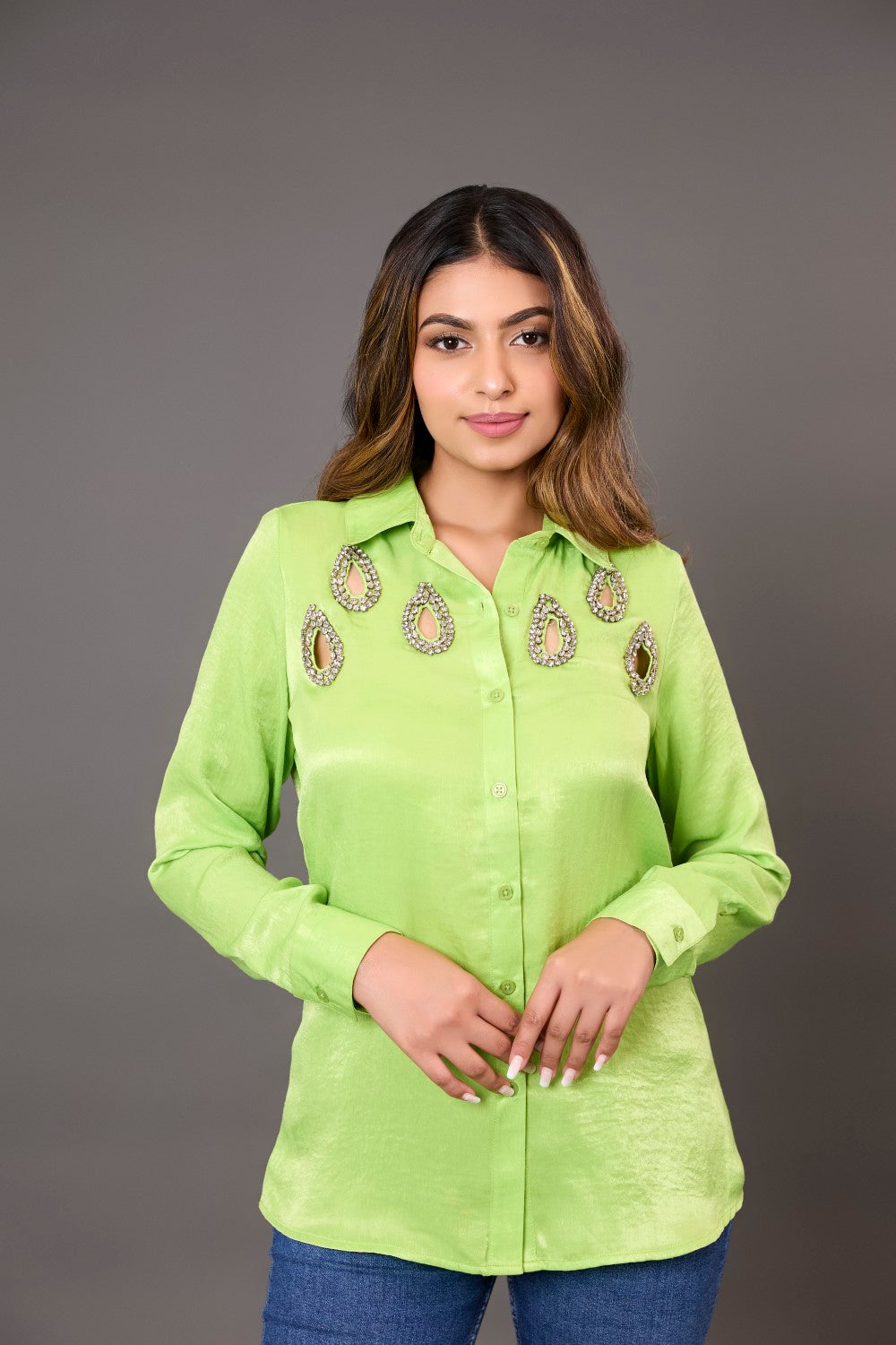 Starlit Green Satin Shirt