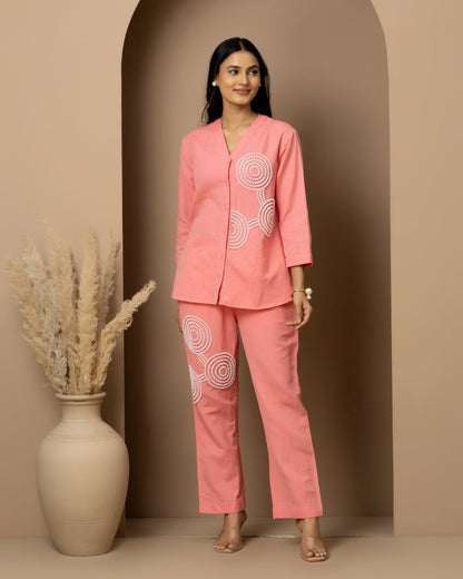 Linen beaded Co-ord Set