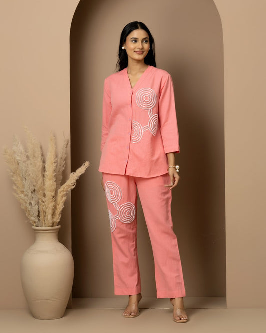 Linen beaded Co-ord Set