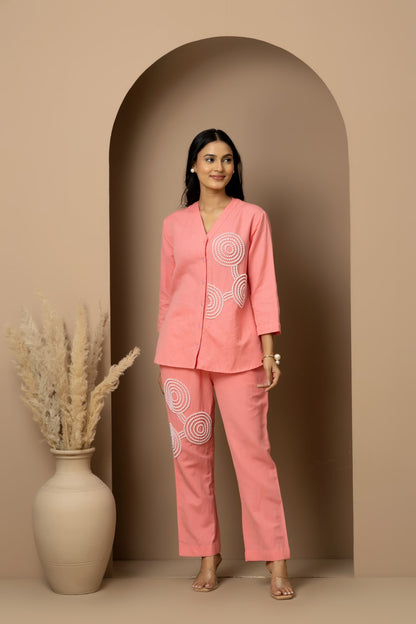 Linen beaded Co-ord Set