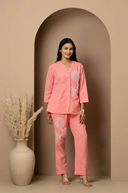 Linen beaded Co-ord Set