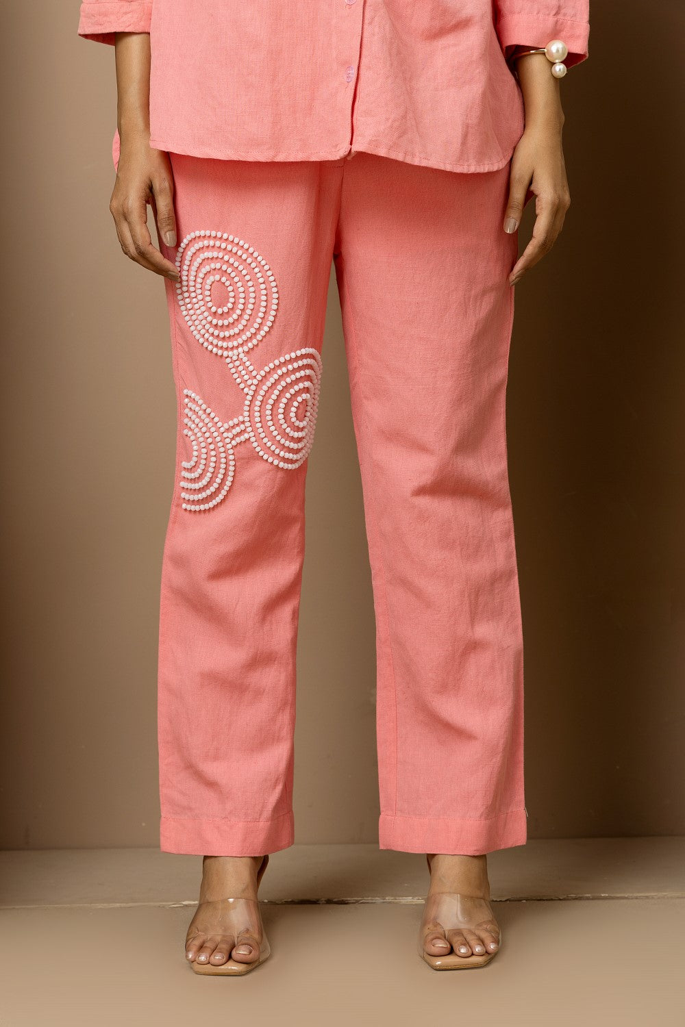 Linen beaded Co-ord Set