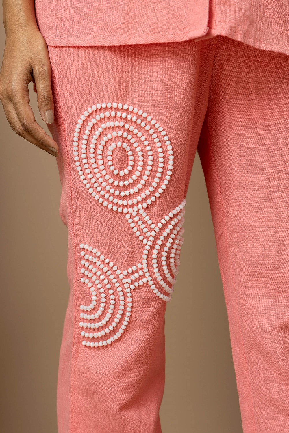 Linen beaded Co-ord Set