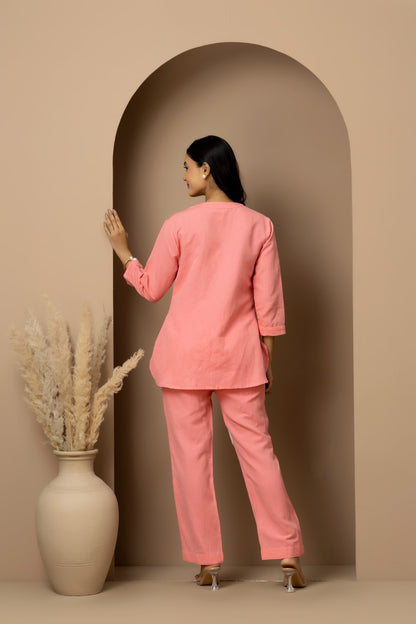 Linen beaded Co-ord Set