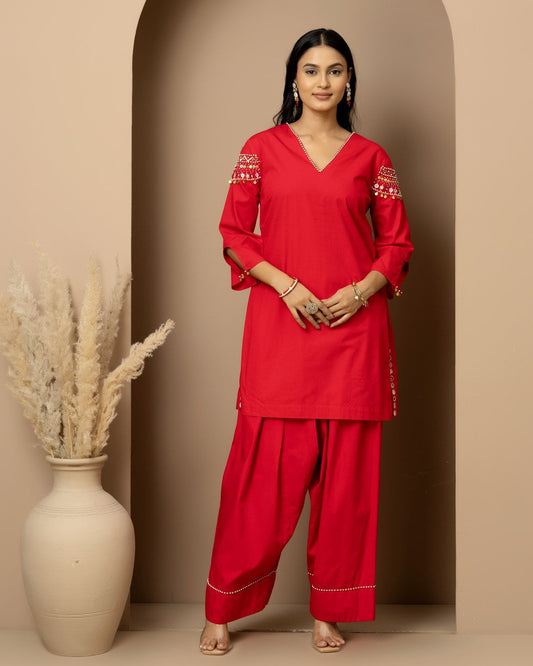 Ruby Mirror Kurta Set