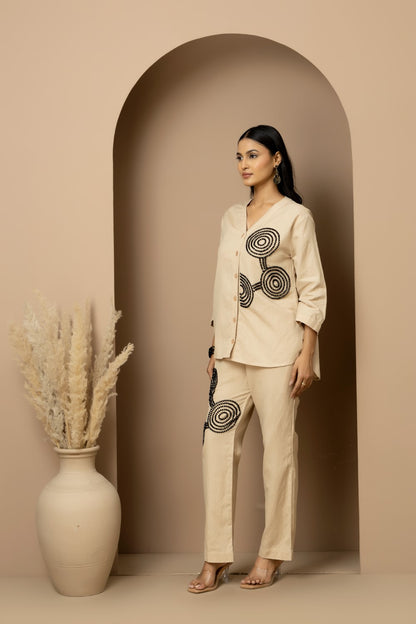 Linen beaded Co-ord Set