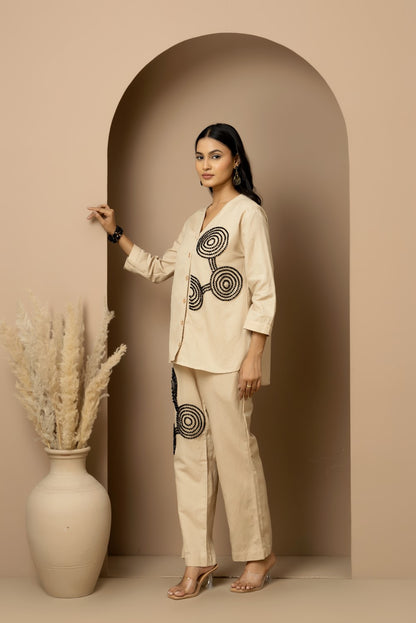 Linen beaded Co-ord Set