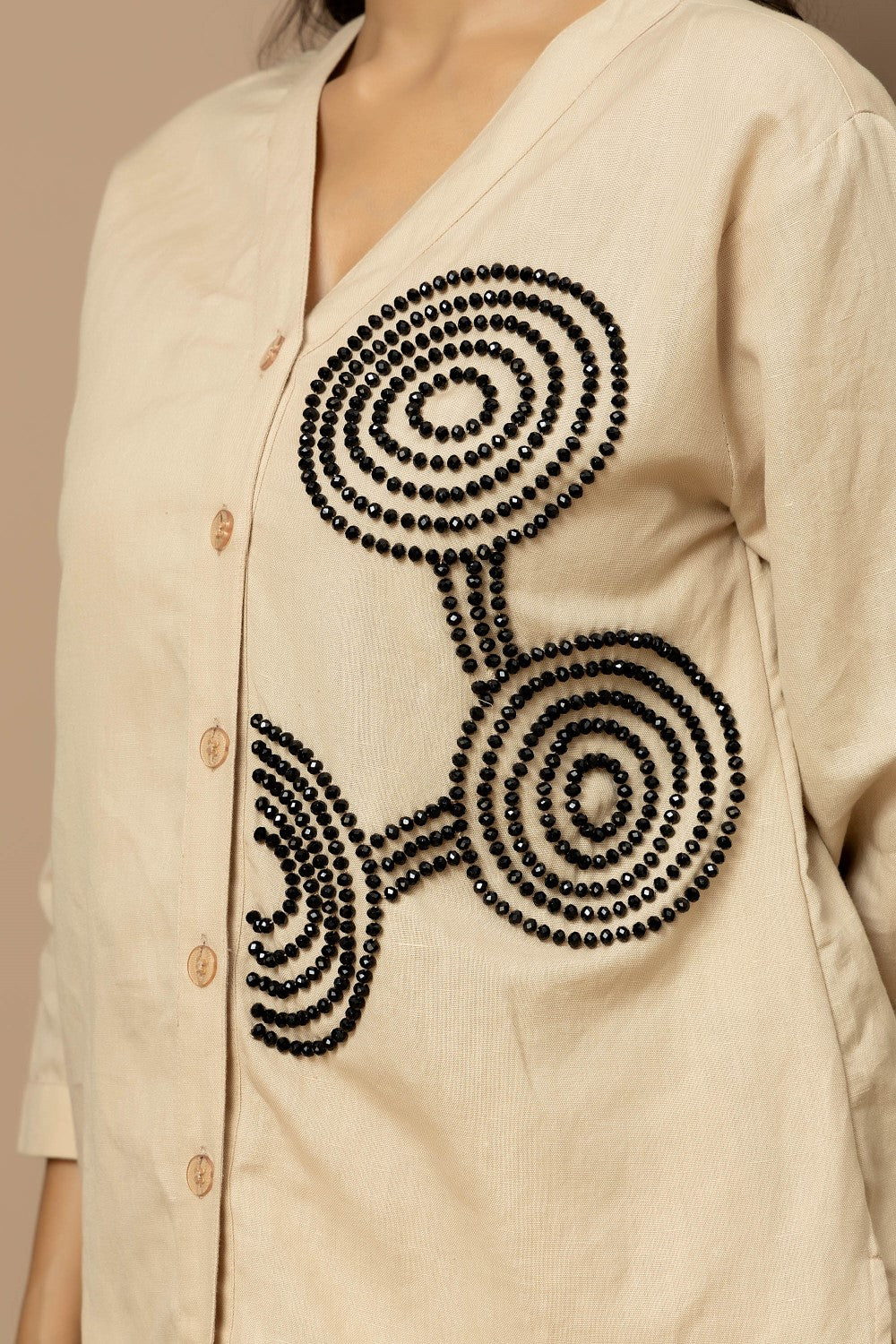 Linen beaded Co-ord Set