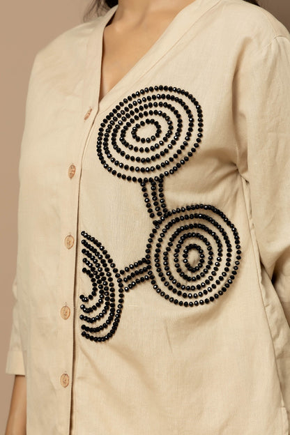 Linen beaded Co-ord Set