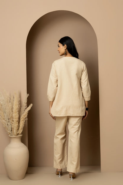 Linen beaded Co-ord Set