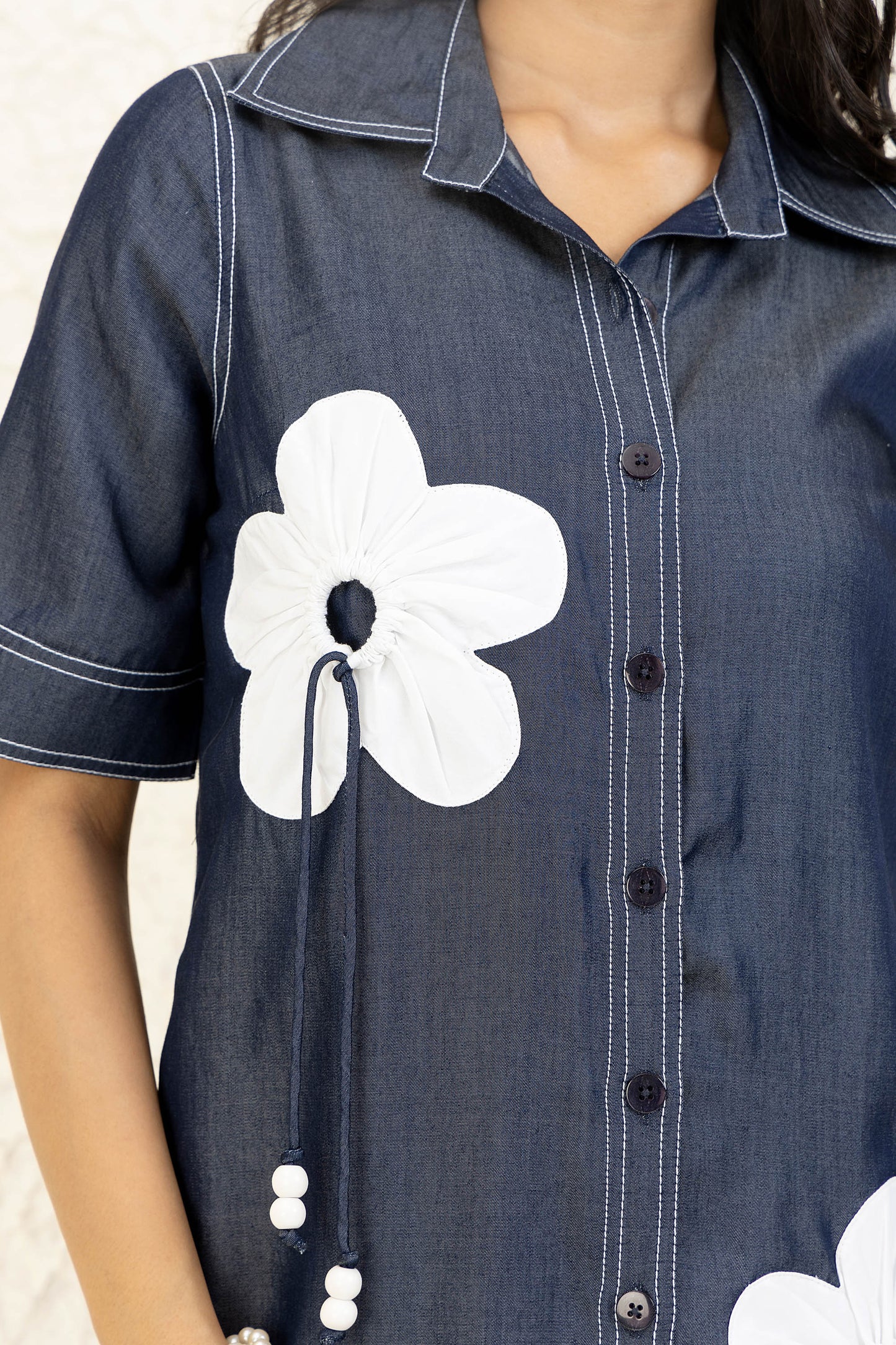 Denim Blossom shirt dress