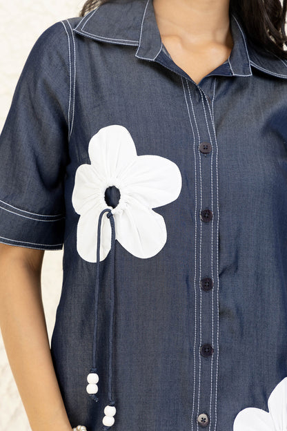 Denim Blossom shirt dress