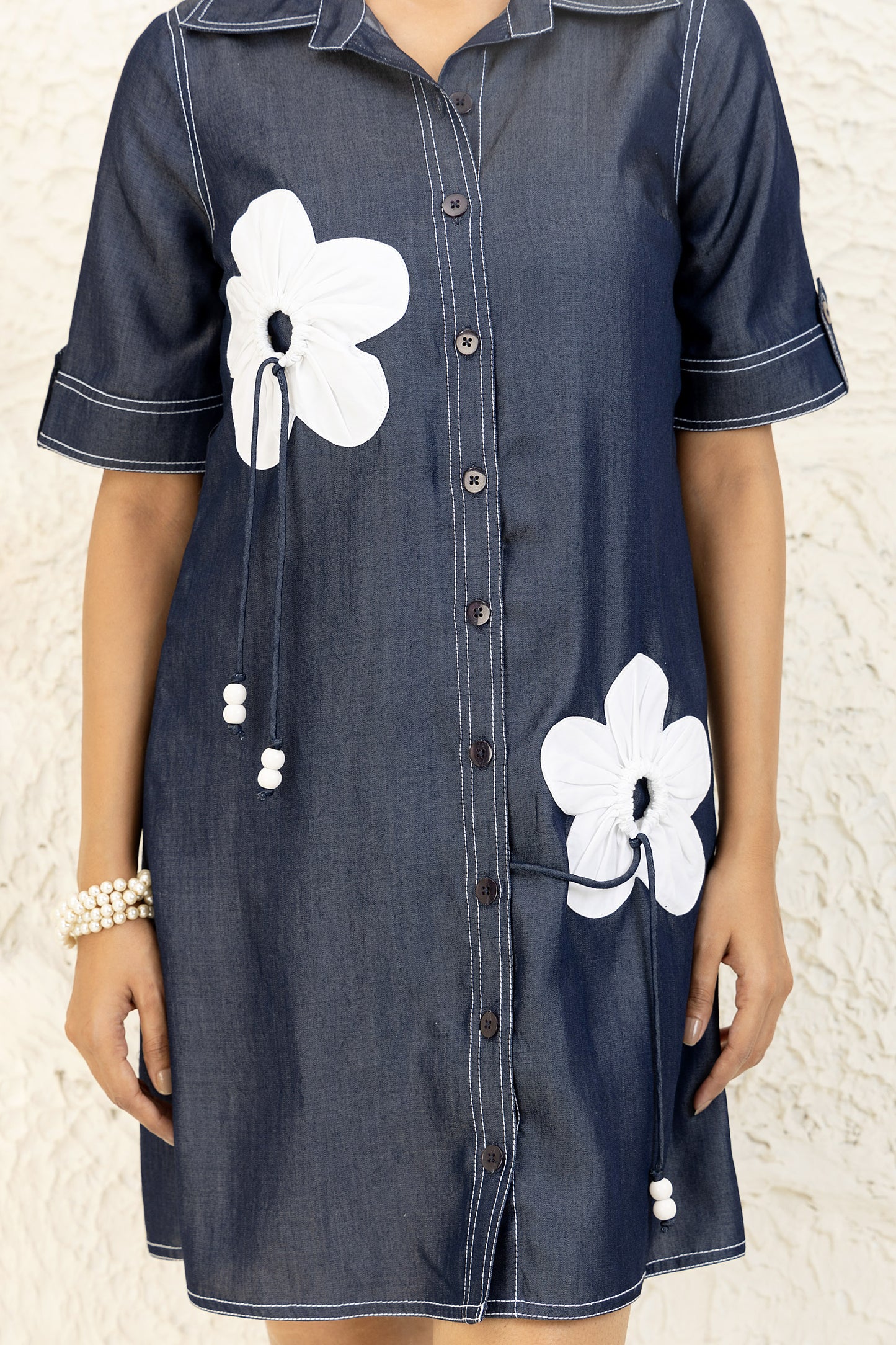 Denim Blossom shirt dress