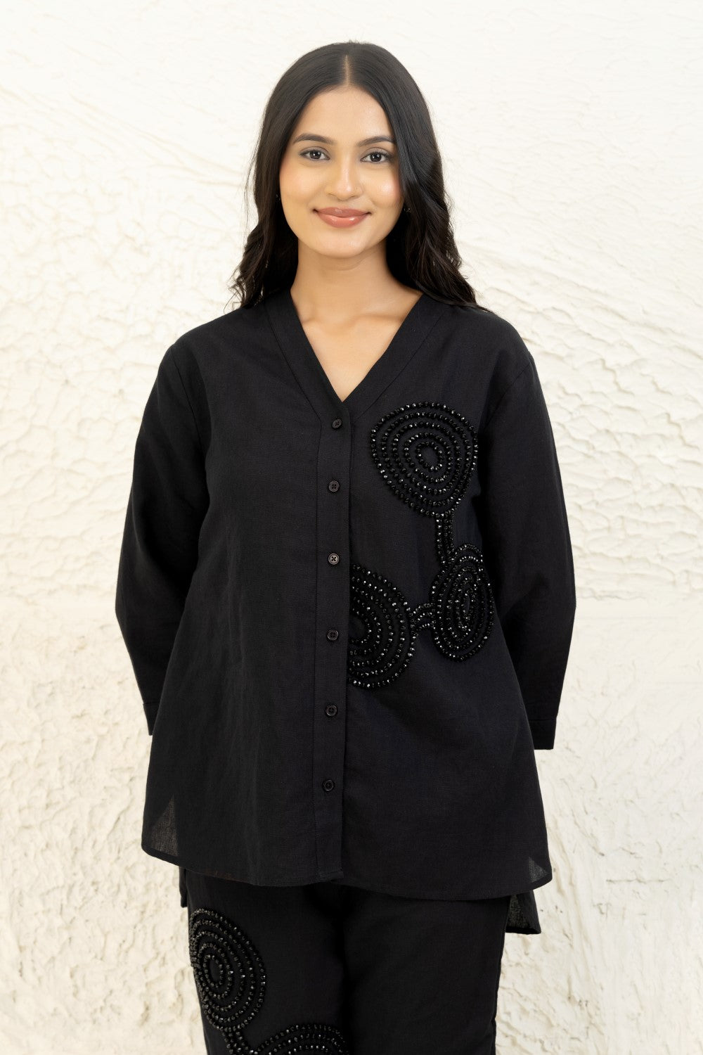 Linen beaded Co-ord Set