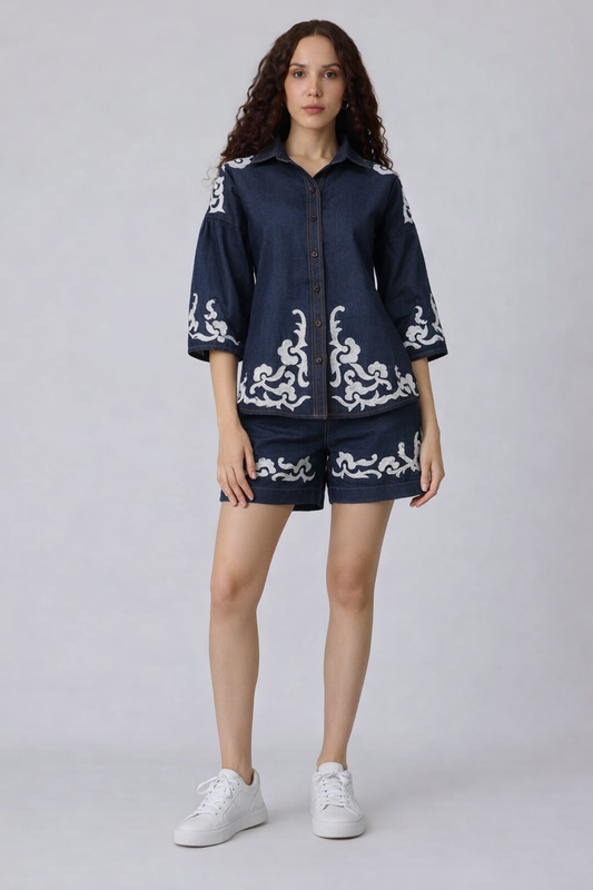 Denim aura co-ord with shorts