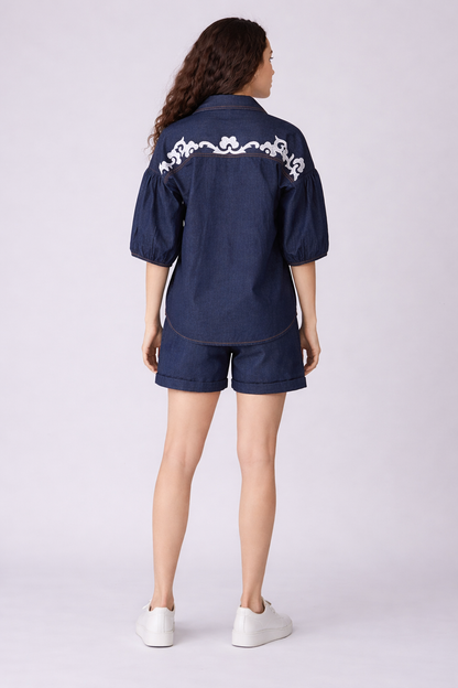 Denim aura co-ord with shorts