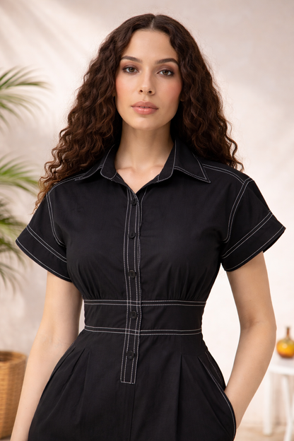Noir Utility Cinch Jumpsuit