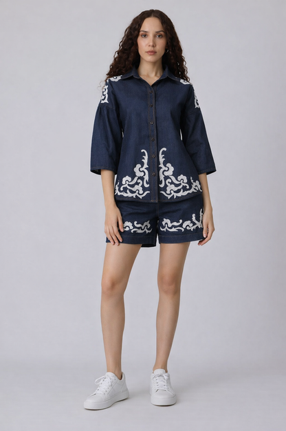Denim aura co-ord with shorts