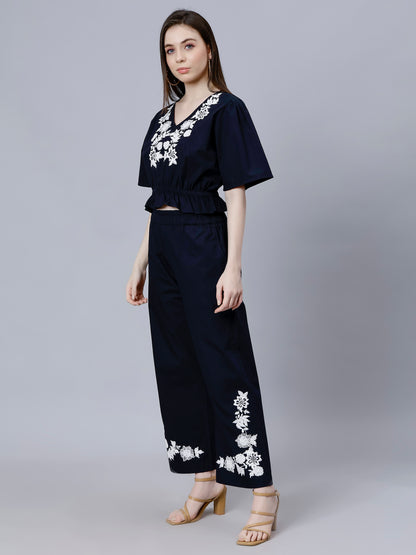 EMBROIDERED CO-ORD WITH FRILLY TOP