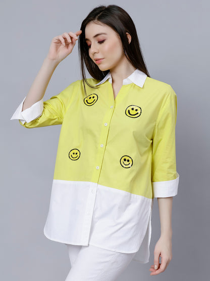 Smiley Sequins Embroidered Shirt