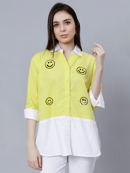 SMILEY SEQUINS EMBROIDERED SHIRT