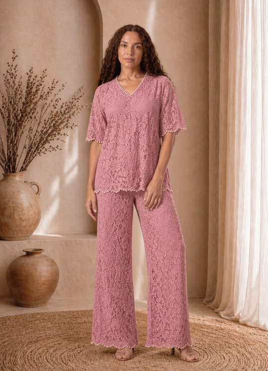 Pink Azure Lace Coord Set